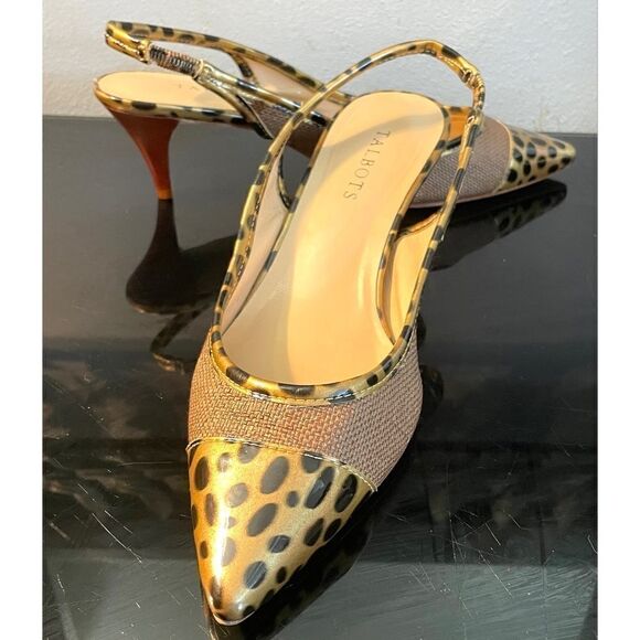 Talbots New slingbacks brown with leopard pattern 8.5 M Pointed Front Slip On - Picture 10 of 10